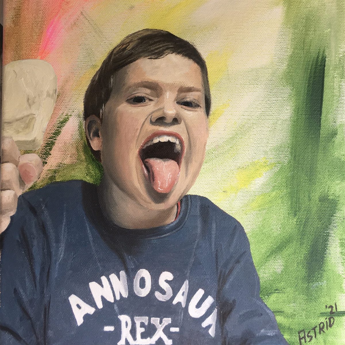 Portrait 21/002, 2021 — angled face lit by dramatic side light.