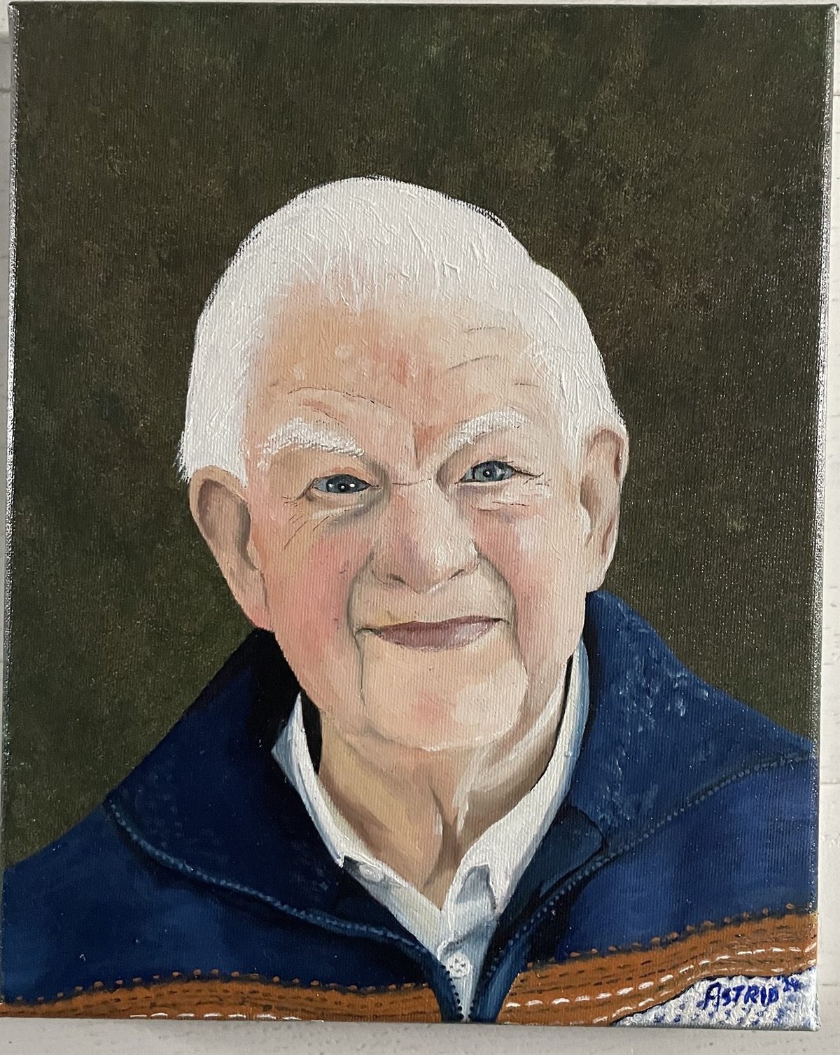 Portrait 24/001, 2024 — luminous face emerging from deep background shadows.